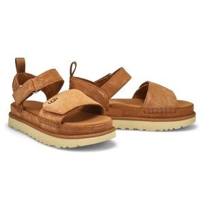 UGG Golden Star Chestnut Suede Adjustable Strap Sandals